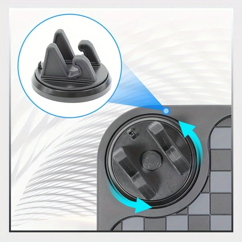 Car Anti-skid Pad Dashboard Center Console  Dashboard Anti Slip Mat with Phone Mount 360-Degree Rotation PVC Key Storage Mat