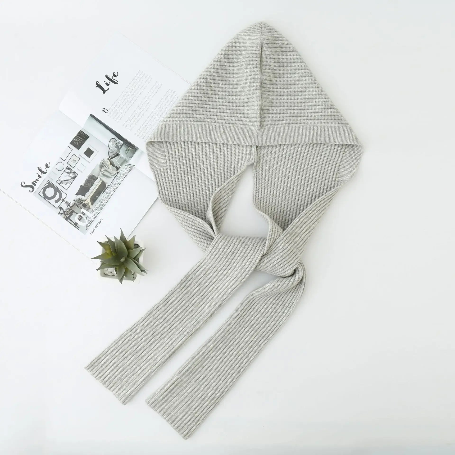 Winter Hat and Scarf Set Knitted Hooded Shawl Balaclava Hat Women Keep Warm Scarf Wool Pullover Hat Gothic Accessories 2025 New