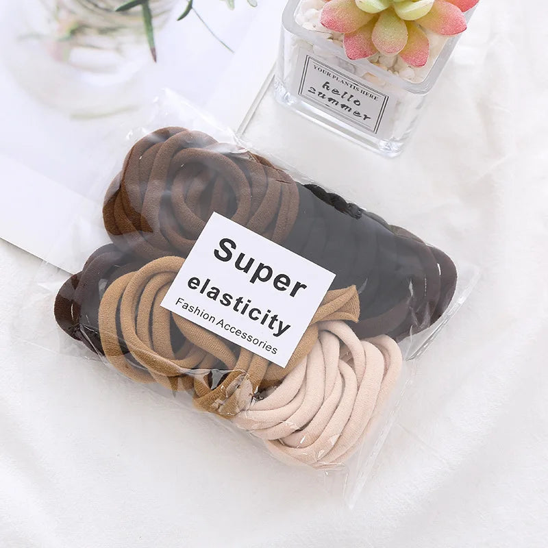 50PCS/Set Women Girls Basic Hair Bands 4cm Simple Scrunchies Elastic Headband Hair Ropes Ties Ponytail Hair Accessories Headwear