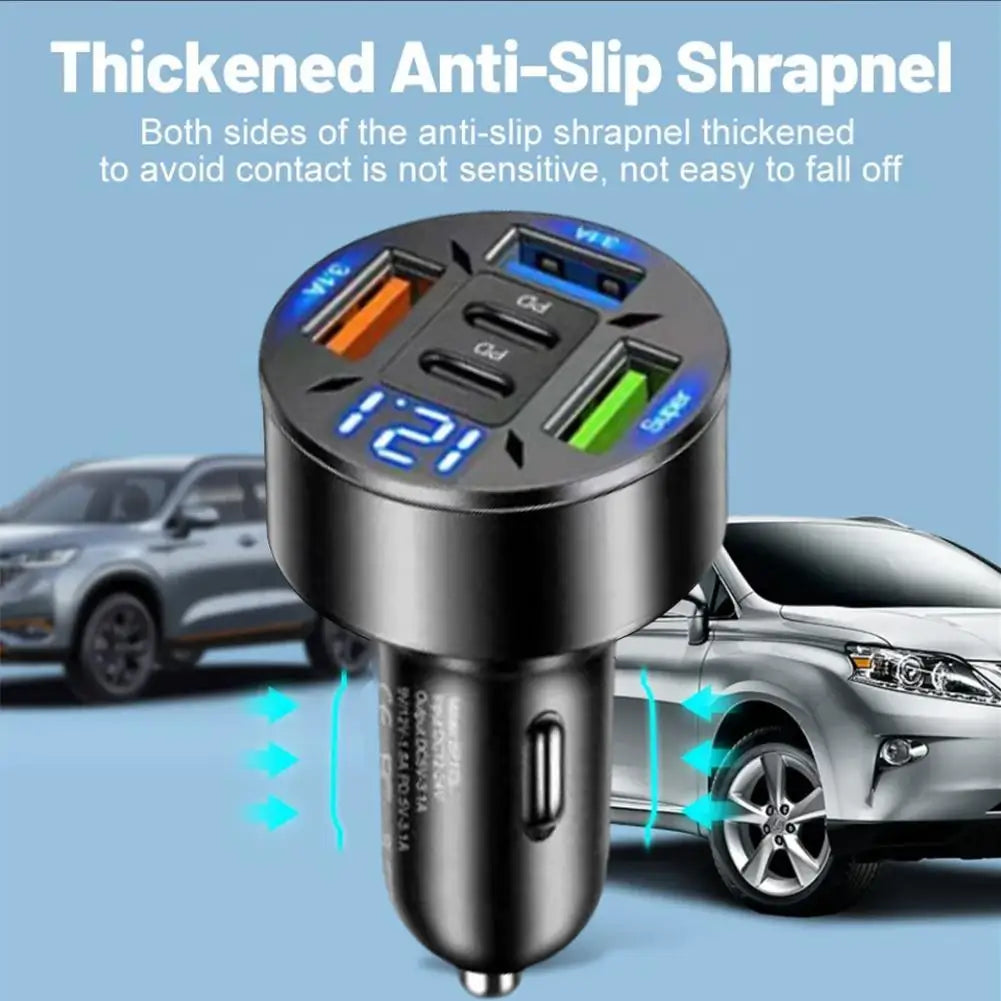 Digital Display Car With 3USB Car Charger Fast Phone Head Mobile Charging PD Phone Adapter Car Mobile Charging