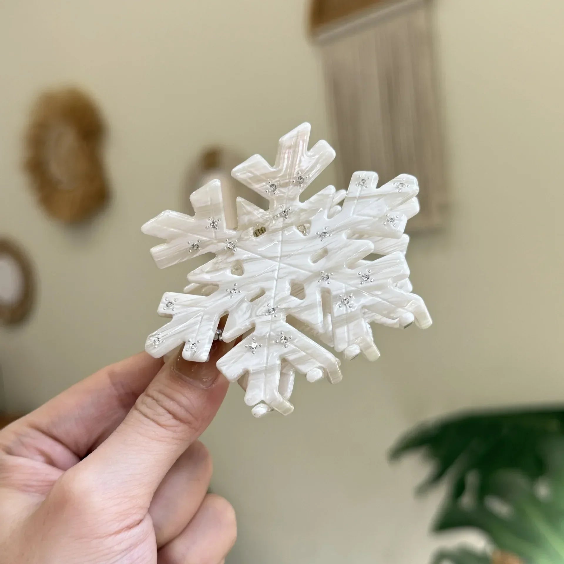 2025 NEW Winter Christmas Series Hair Claw Acetate Claw Clips Rhinestone Snowflake Hair Clips Hair Accessories for Women Girls