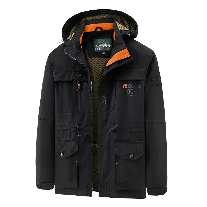 Men Cargo Hooded Casual Military Jacket Men Fashion Windproof Bomber Mens Jacket New Winter Windbreaker Pilot Coat Men Clothing