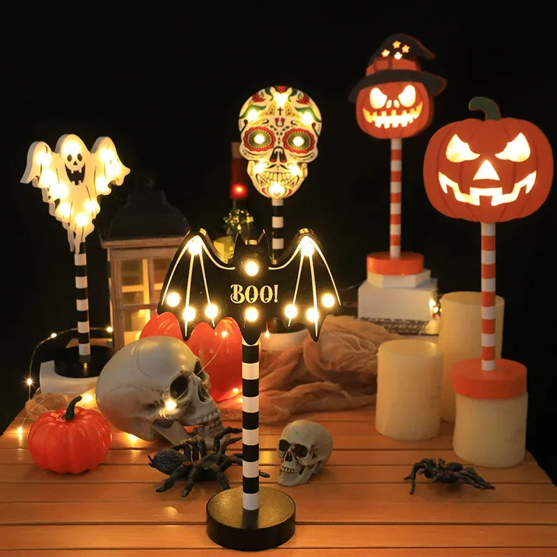 Halloween LED Night Light Pumpkin Ghost Ambiance Lights Battery Powered Waterproof Outdoor Garden Bedroom Festival Party Decor