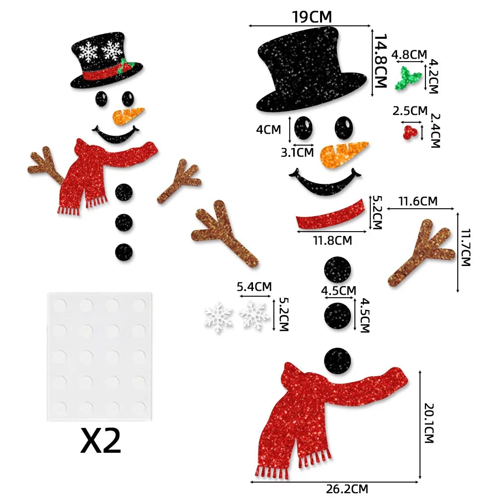Christmas Felt Door Stickers Christmas Xmas Snowman Santa Claus Xmas Tree Gingerbread Man Door Decals Decor Window Door Decor