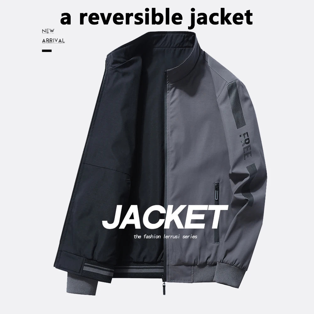Jacket Men 2024 New Fashion Trend Spring And Autumn Season Double-Sided Comfortable Jacket Versatile Stand Up Collar Top