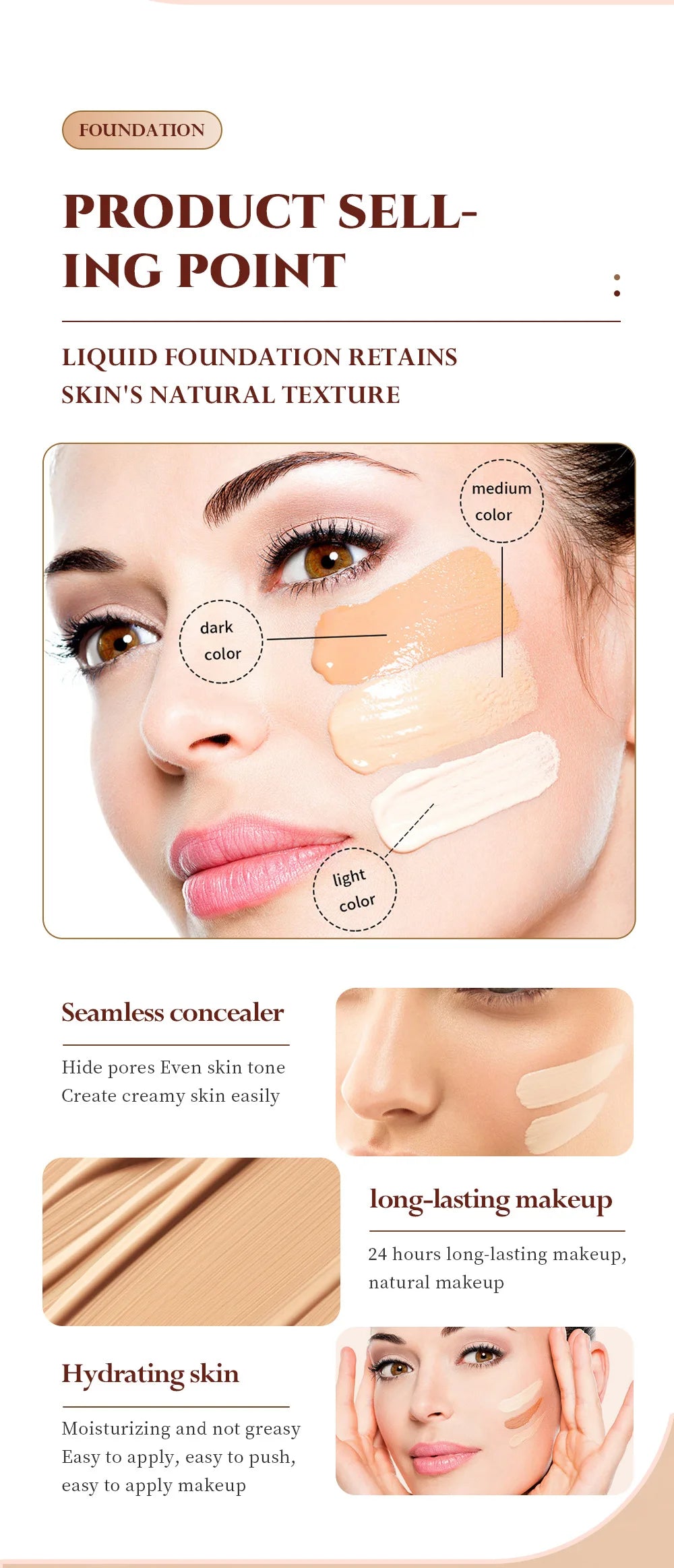 Makeup Base Set With 15ml Primer 30ml Matte Foundation 5g Loose Powder Puff For Smooth Flawless Skin Longwear