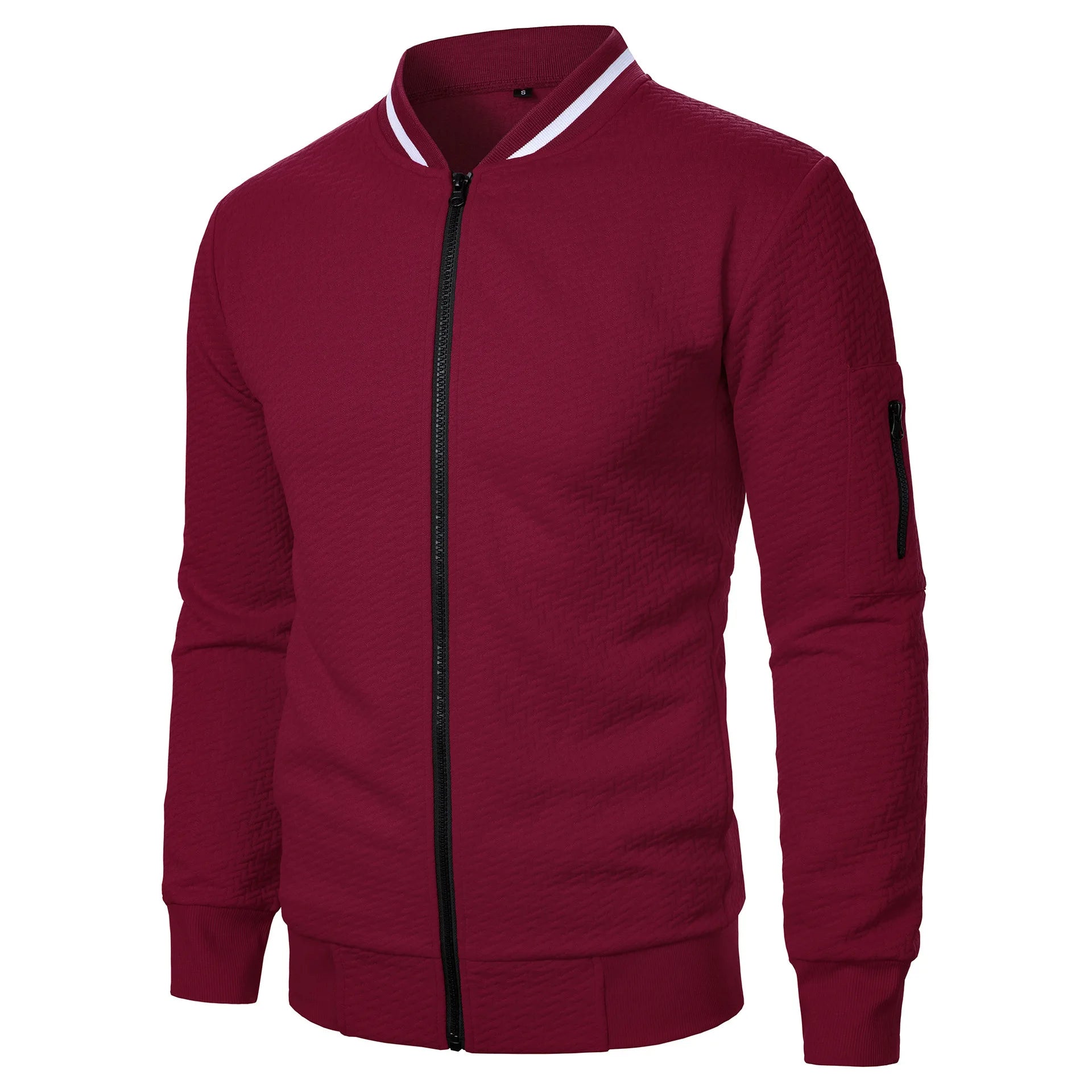 Men's Baseball Jacket Streetwear Autumn New Fashion Solid Color Casual Jackets for Men Jacquard Fabric Men's Coat