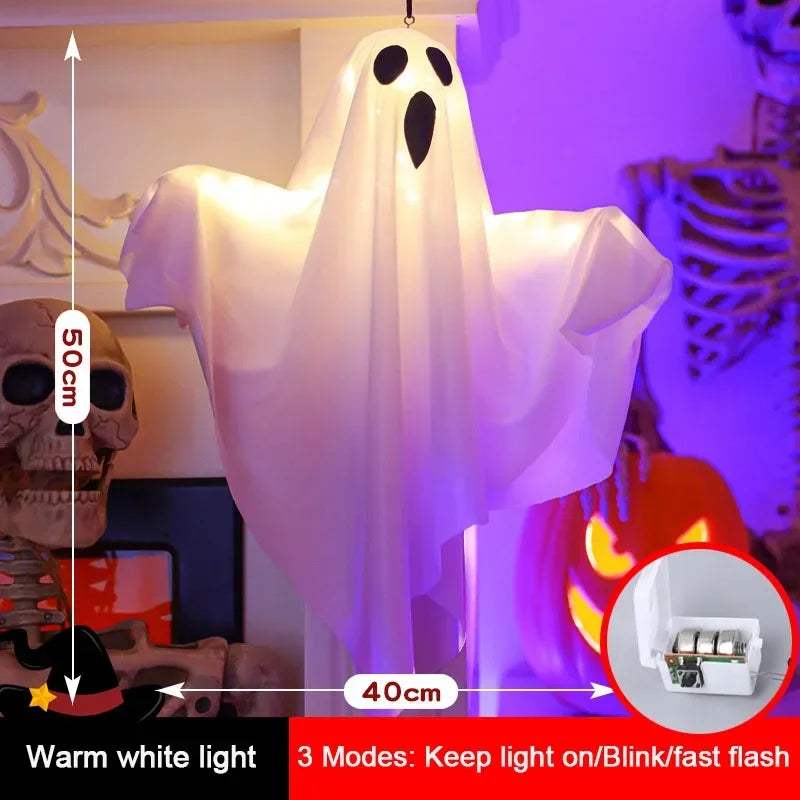 Halloween Party LED Glow Ghost Home Indoor Outdoor Decoration Supplies 2025 Haunted House Bar Hanging Horror Props with Lights