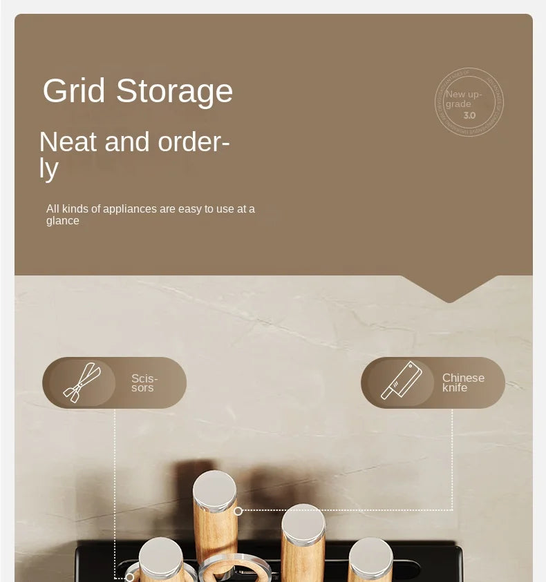 Kitchen knife holder, knife rack, non-perforation, wall-mounted storage box, kitchen organizer  kitchen items