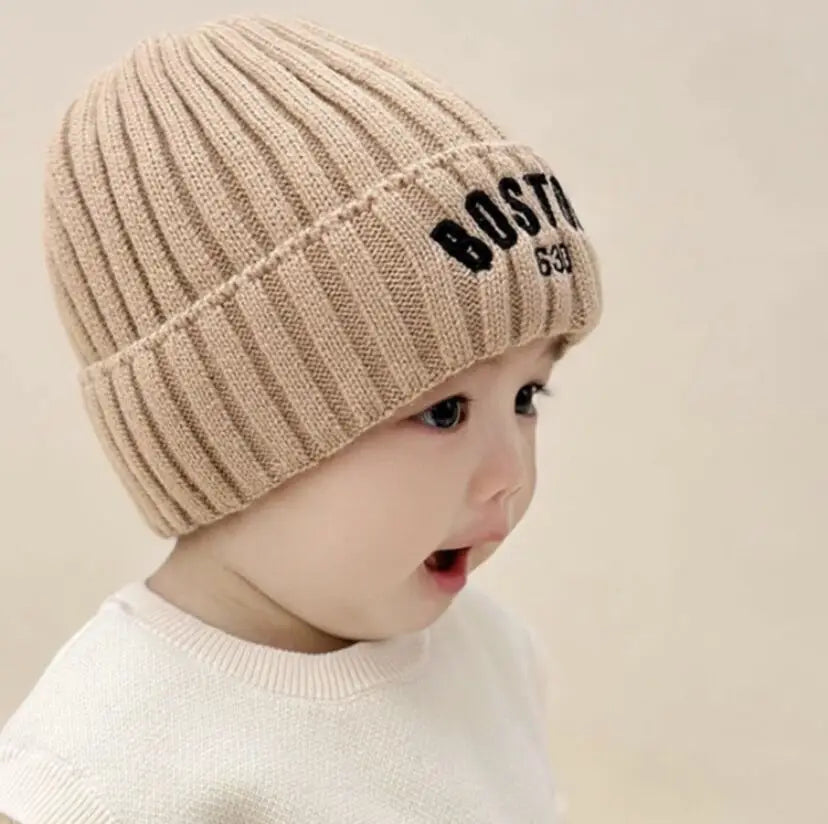 Winter Baby Hat Fashion Letter Pattern Knit Beanie Warm Cap for Infant Newborn Cold Weather Beanie Kid Accessories