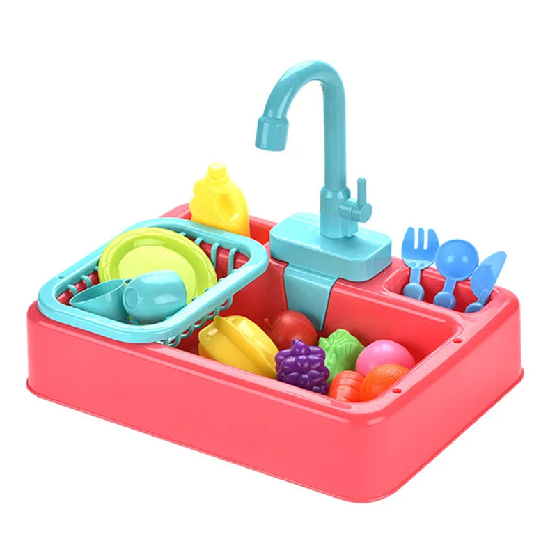 Kid Toddler Children's Kitchen Dishwashing Toy Circulating Water Electric Pretend Play Housework Dishwasher Sink Educational Toy