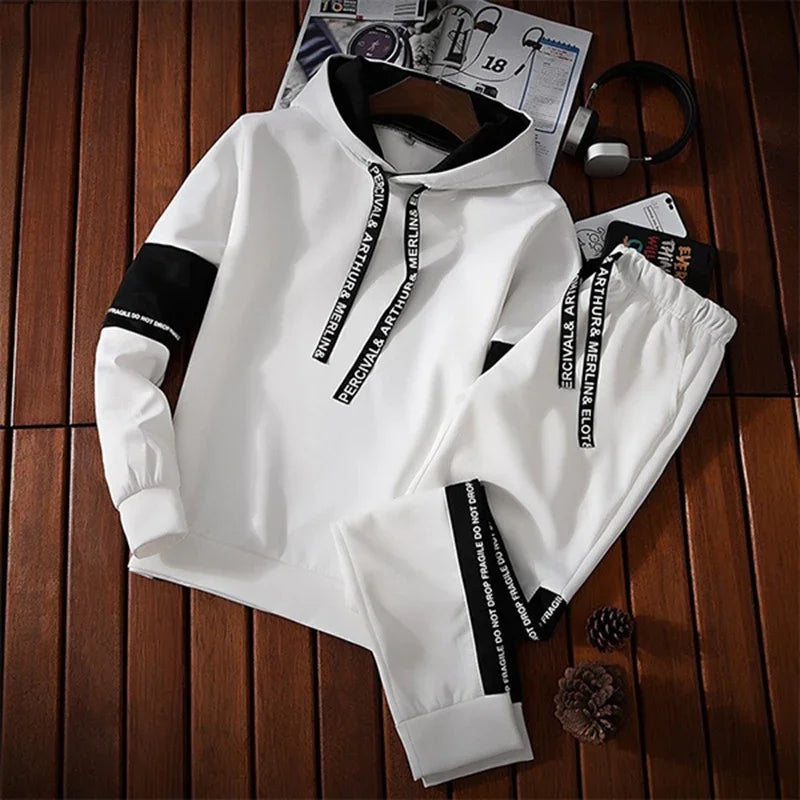 Mens Tracksuit Casual Luxury Hooded Sweatshirt High Quality Classic Black White Simplicity Suit Or Top Or Pants Jogging Clothing