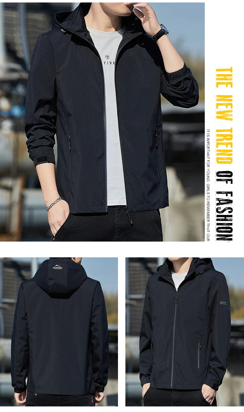 Men's jacket 2025 new jacket Spring and Autumn American slim fit trendy brand heavyweight hooded workwear casual assault jacket