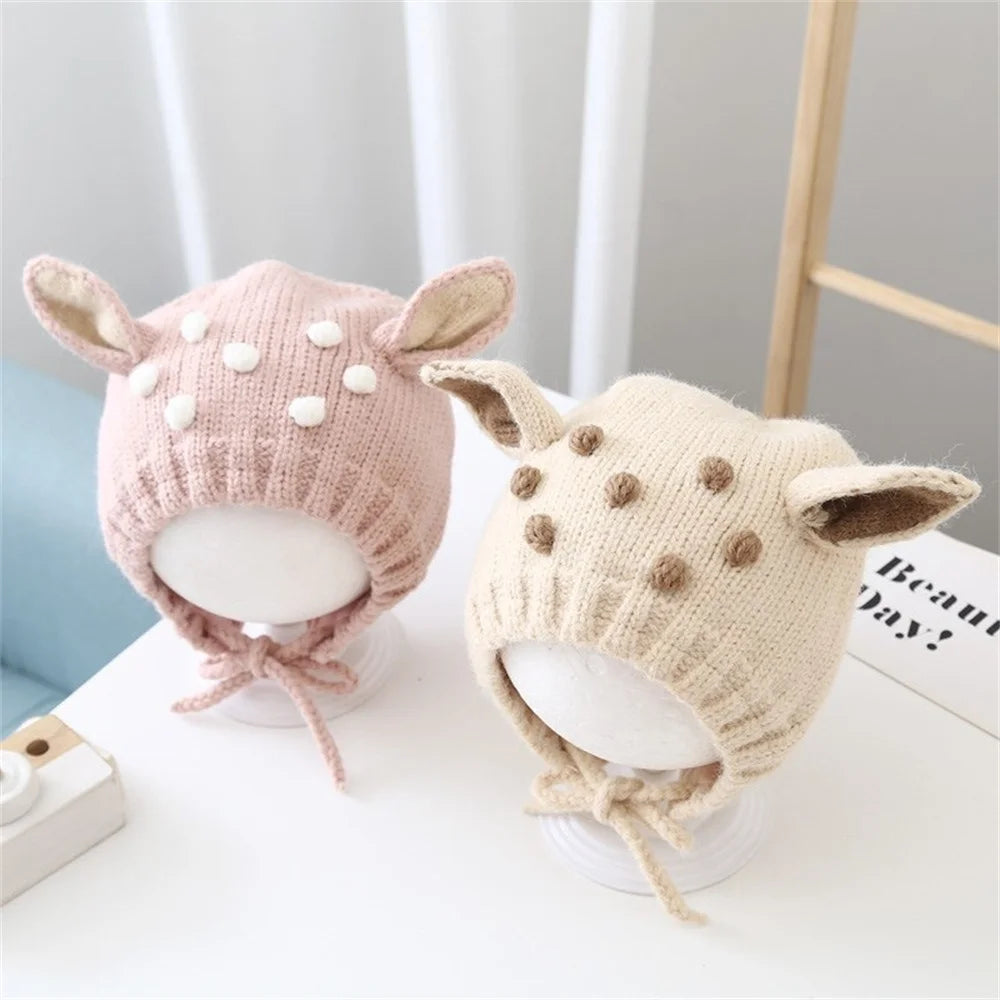 Winter Baby Stuff Hat for Boy Girls Accessories Knited Cap Kids Hat Fleece Warm Gloves Thick Winter Ear Kids Hat Baby Bonnet