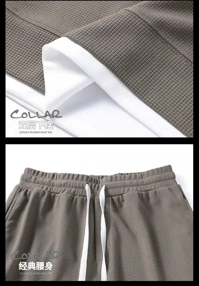 Mens Sports Suit Fashion Short Sleeve Tracksuit Men Suits Summer Men's Two Piece Set Linen Fabric Casual T-Shirt and Shorts Set