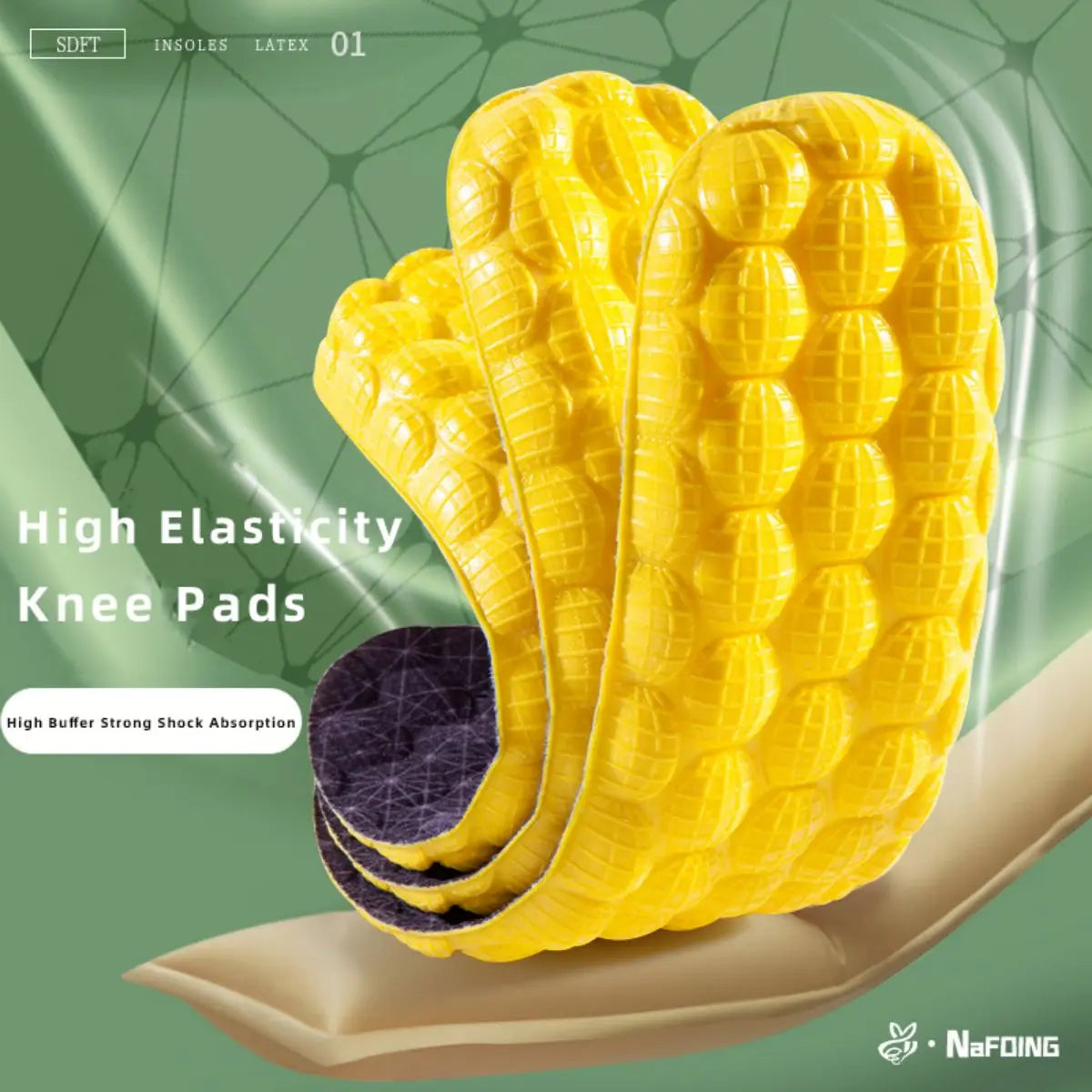 1Pair 4D Cloud Technologyt High Elasticity Sports Deodorant Insoles for Shoes Yellow PU Sole Breathe for Feet Men Running Insole