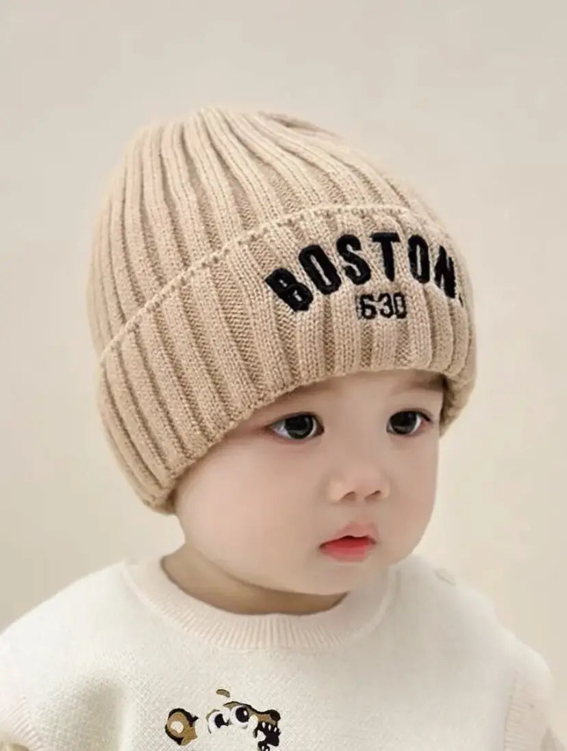 Winter Baby Hat Fashion Letter Pattern Knit Beanie Warm Cap for Infant Newborn Cold Weather Beanie Kid Accessories