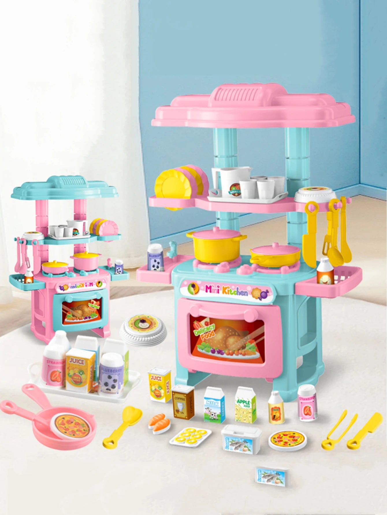 Miniature Kitchen Cooking Set Kid Toys, Food Drink Pop Cans Pretend Play Mini Kitchen Game Accessories Set House Games Gifts
