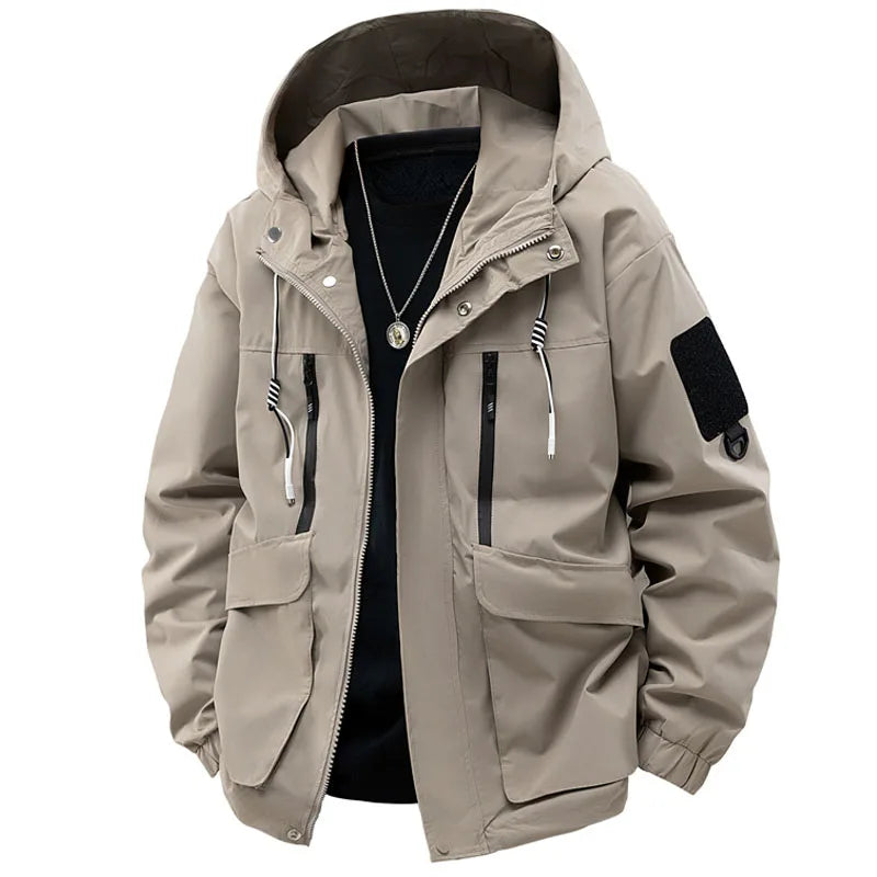 Jacket Mens Spring autumn New men jacket printing hooded Jackets casual coat Men's business coats Size M-4XL 5XL Hat detachable