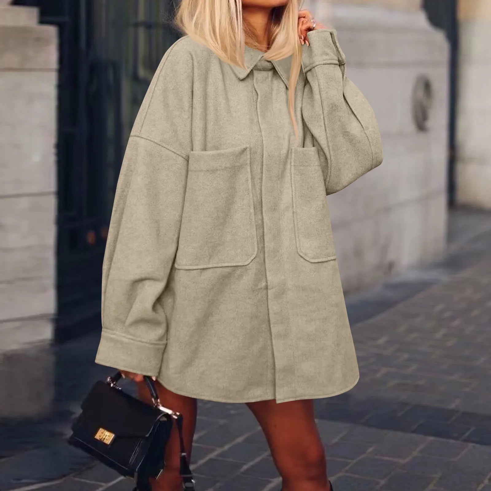 Women Casual Comfort Jackets Cozy Soft Fabric Casual Lapel Collar Winter Outerwear Female Daily Vintage Wearing With Pocket