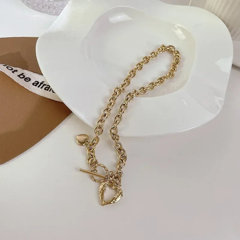Accessories for Women Love Heart Buckle Necklace for Women Temperament Clavicle Chain Wedding Party Jewelry Gift Collares