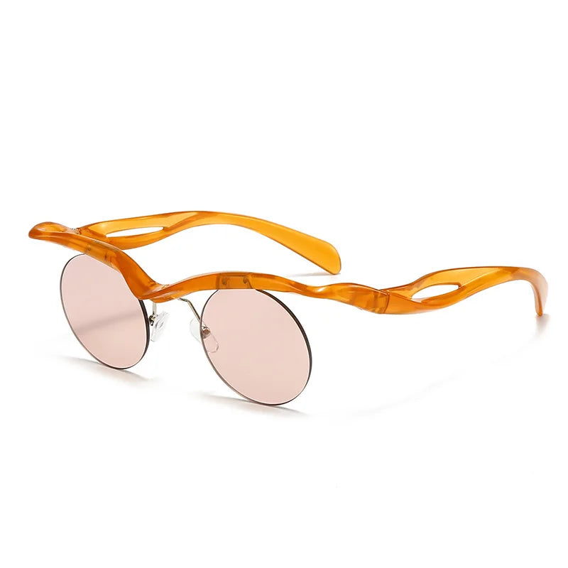 Sunglasses For Men Women Designer Fashion Special-shaped Eyewear Trendy Female Round Rimless Outdoor Accessory Glasses