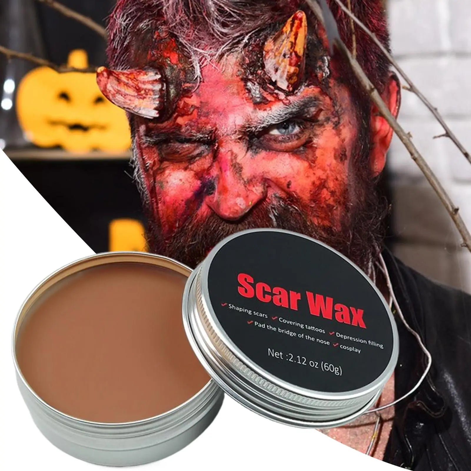Halloween Makeup Kit Scars Wax Special Effects Stage Fake Wound Skin Wax with Spatula Stipple Sponge Fake Wood Special