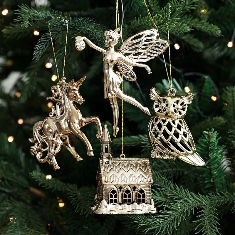 Christmas Decorations Snow House Pendant Xmas Tree Hanging Ornaments Fairy Noel 2026 Merry Christmas Decor Happy New Year 2026