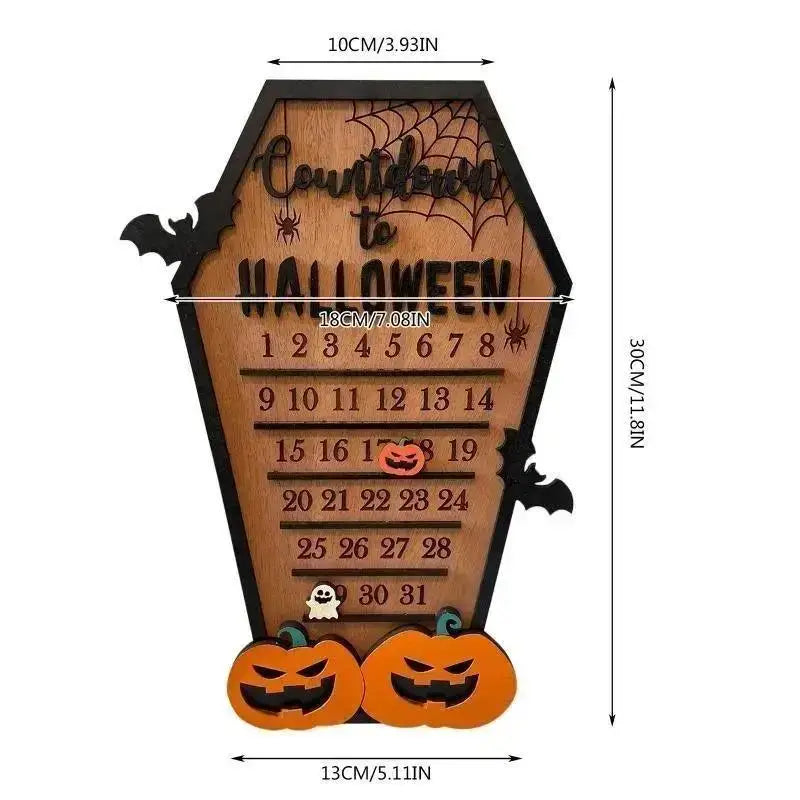 Halloween Home Calendar with Terrifying Ghost Designs Wooden Countdown To Christmas Decor for Indoor Home Party Horror Decor