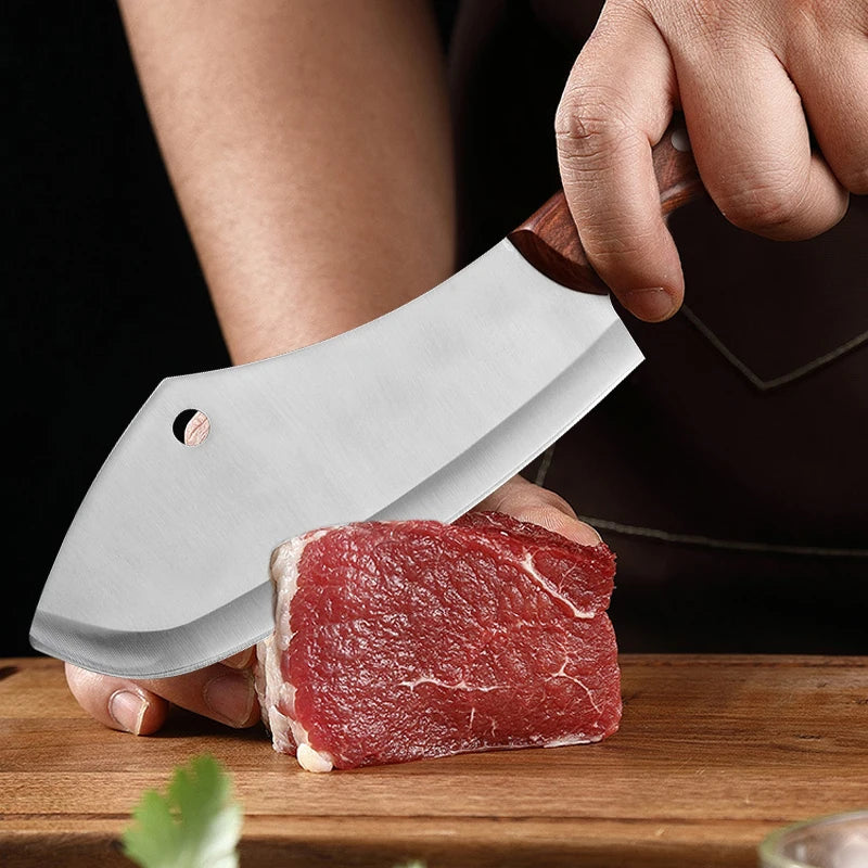 Kitchen Chef Knife Stainless Steel Meat Fish Fruit Vegetable Slicing Bone Chopping Professional Butcher Cleaver Knife with Cover