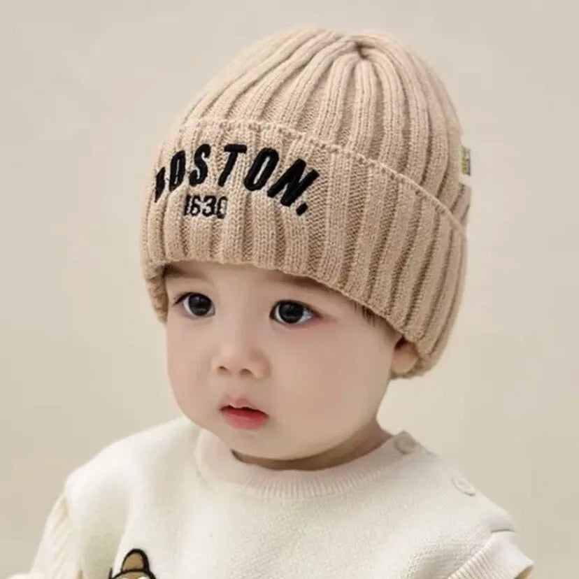 Winter Baby Hat Fashion Letter Pattern Knit Beanie Warm Cap for Infant Newborn Cold Weather Beanie Kid Accessories