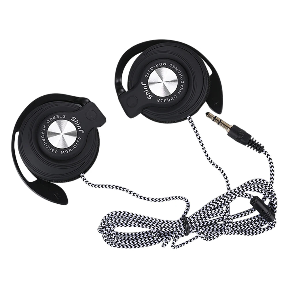 3.5mm Wired Headphones Heavy Bass Headset Over-ear Adjustable Ear Hook Earphones Music Earphone for Phone