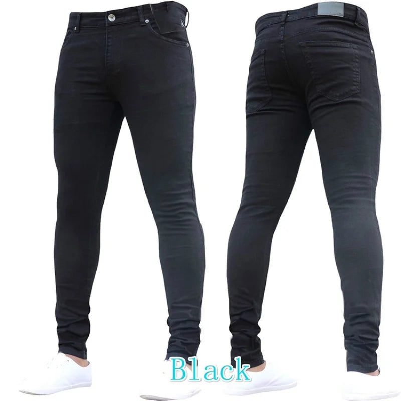 Mens Black Jeans Slim Fit Quality Gray Casual Male Jeans Pants Skinny Fit Men Pants Hip Hop Streetwear Cotton Denim Trousers
