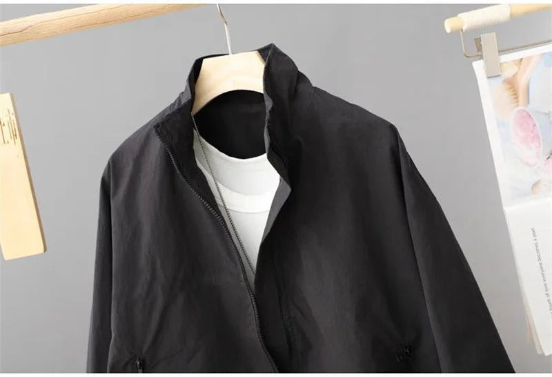 Women Short Jacket Spring Autumn New Casual Femme Windbreaker Stand Collar Tooling Jacket Basic Zipper Coat Tops Gabardina Mujer