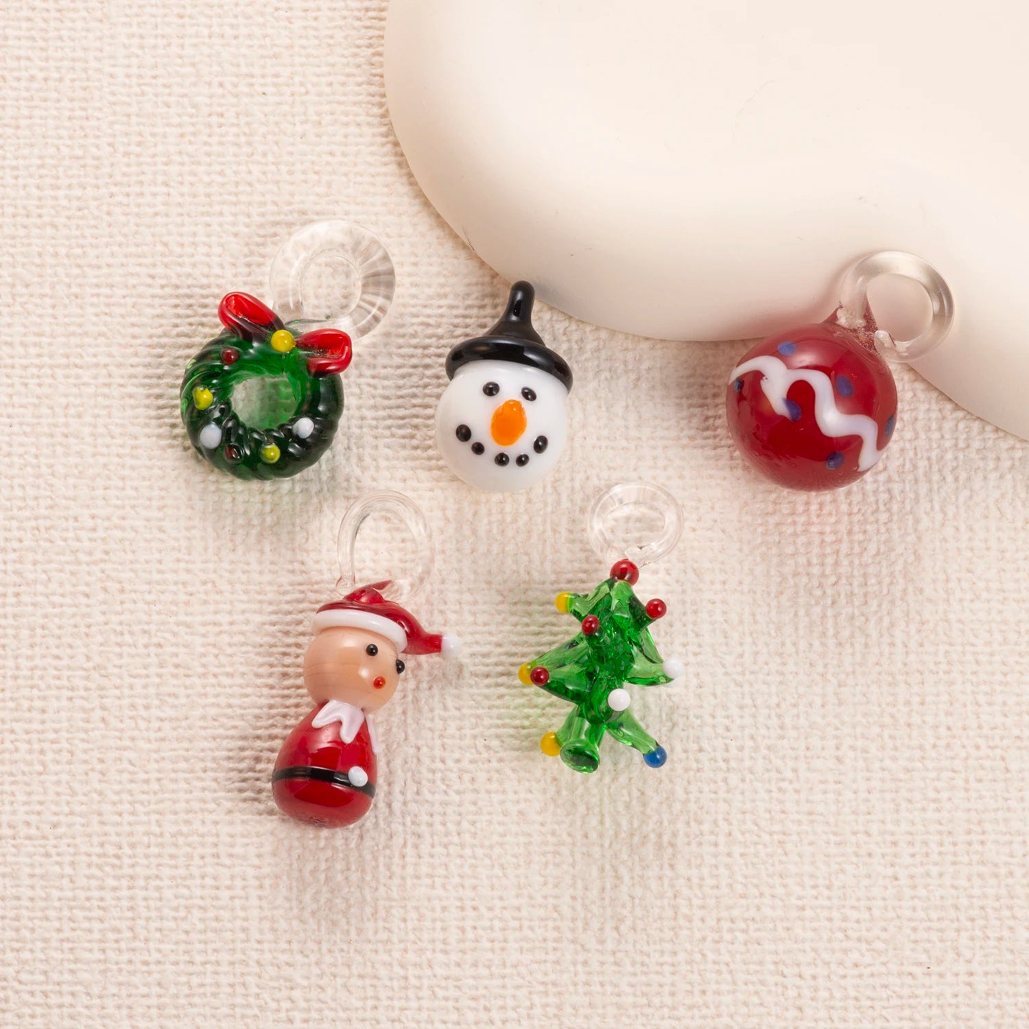 2Pc Christmas Glass Decor Set - Cheerful Santa & Snowman DIY Ornaments for Festive Trees