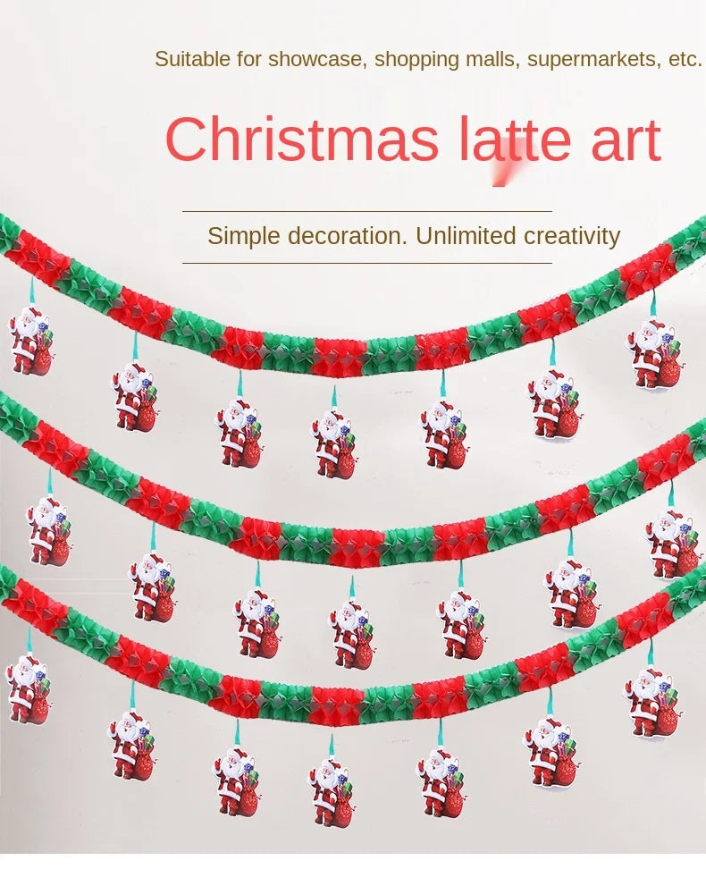 Christmas Party Decoration Santa Claus Banner Festive Decor Christmas Tree Pendants Drop Ornaments Ceiling Layout Craft Supplies