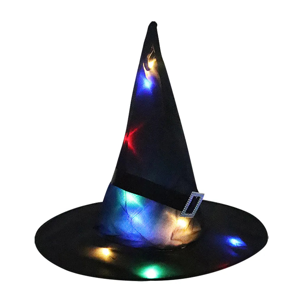 Led Halloween Flashing Light Witch Hat Starry Sky Ghost Festival Dress Up Glowing Elf Ghost Hat Lamp Home Decoration Hanging Lan