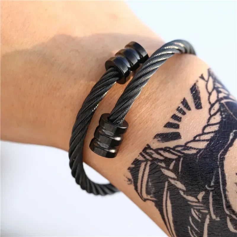 Pulsera Hombre Stainless Steel Chain Men Bracelet Punk Hand Accessories Vintage Wristband Male Jewelry Fashion Bracelet Gifts
