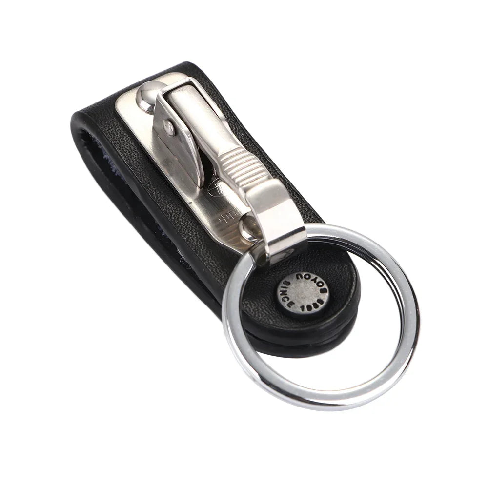 Fashion Men's Business Genuine Leather Belt Buckle Clip 2 Loops Key chain Key Ring Holder Men Apparel Accessories