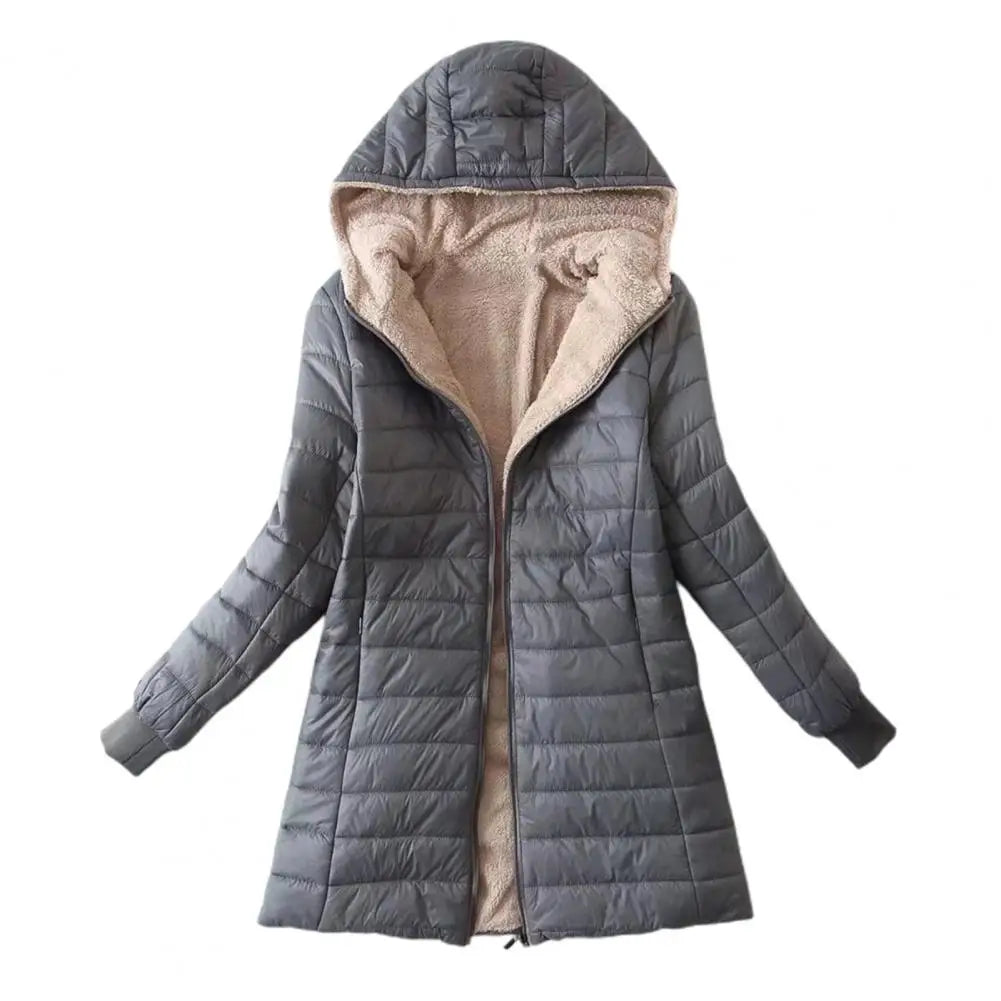 Soft Women Coat Casual Wear Plush Lining S-2XL Autumn Winter Mid-length Jacket  Women Mid-length Coat Keep Warm