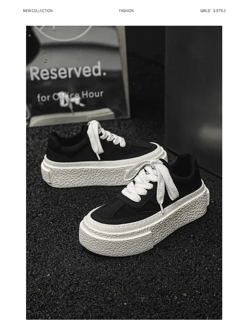 Men Fashionable Casual Sports Shoes Black White Thick-soled Lightweight Comfortable Outdoor White Sneakers Men Size 38-46