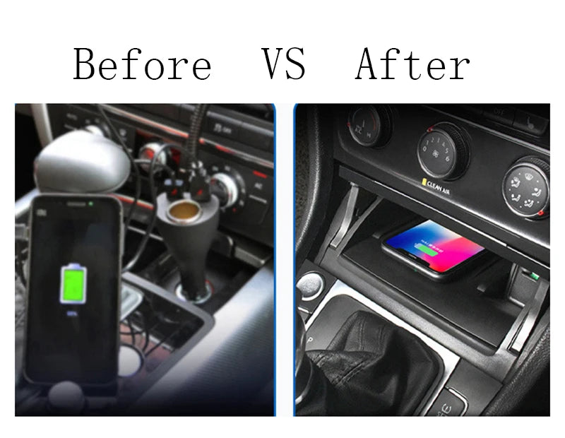 15W car wireless charger center console phone charger fast charger charging plate pad charging holder for Volkswagen Golf 7 MK7