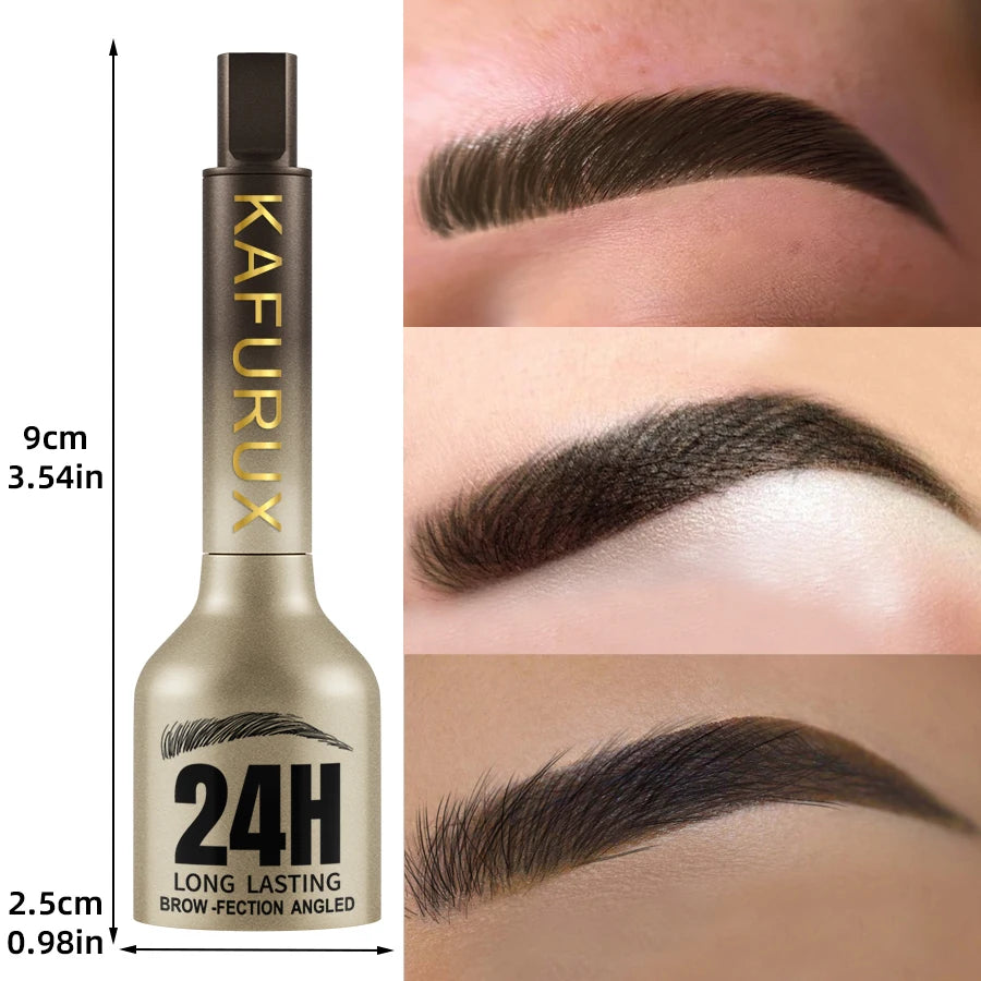 3-Color Wild Eyebrow Pencil Square Angled Brush Velvet 3D Brow Dye Cream Anti-smudge Waterproof  Eyebrow Tint Pen Eye Makeup 1pc