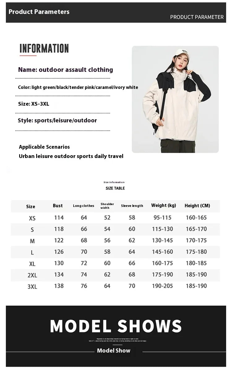 Outdoor Riding Jackets for Women Patchwork Waterproof Camping Coat Men Fishing Trekking Windbreaker Travel Jacket Women Clothing