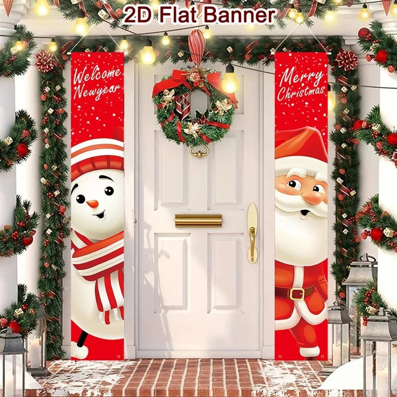 Christmas Door Decoration 2025 Merry Christmas Banner Decor for Home Hanging Xmas Ornament Navidad Happy New Year Gift 2026