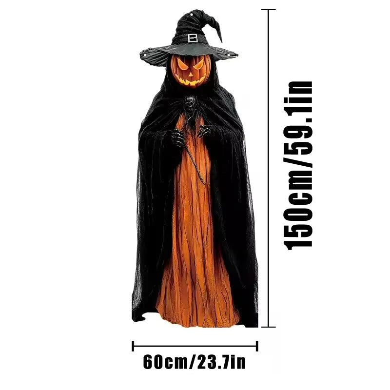 2D Halloween Horror Evil Pumpkin Man Hanging Background Cloth Halloween Terror Atmosphere Indoor and Outdoor Decoration Supplies