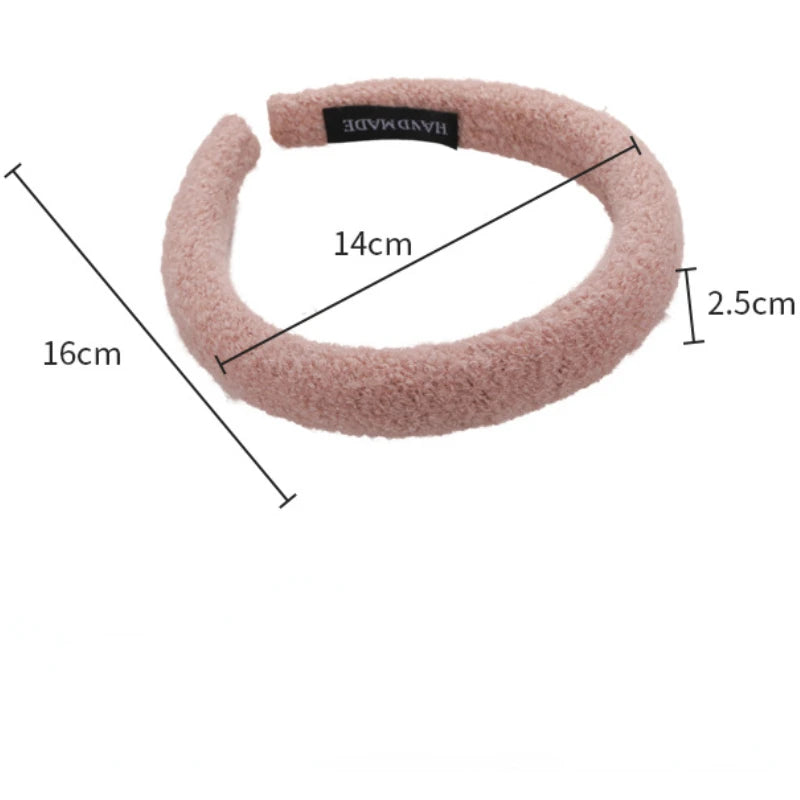 Winter Retro Solid Color Plush Headbands Sponge Wide Hair Band For Women Girl Simple Elegant Hair Hoop Fashion Hair Accessories