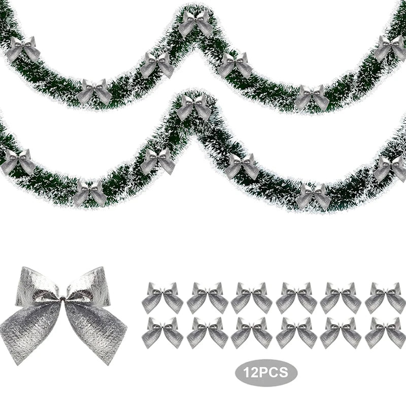 Christmas Garland Home Party Wall Door Decor Xmas Tree Ornaments Tinsel Strips With Bowknot Party