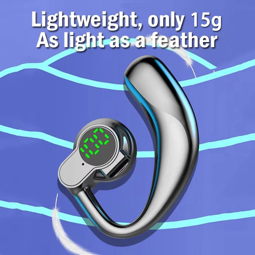 Wireless Headphones Bluetooth 5.4 Ear Hook Earphones with Microphone Handsfree HD Call Noise Cancelling Headset for Driving