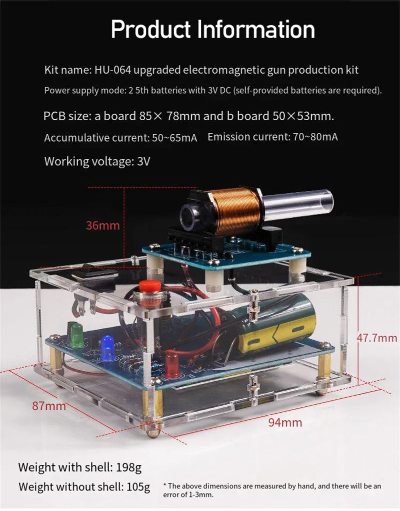 Electromagnetic Gun DIY Electronic Kit Long-range Projectile High-voltage Coil Booster Circuit Board Production Welding Electron
